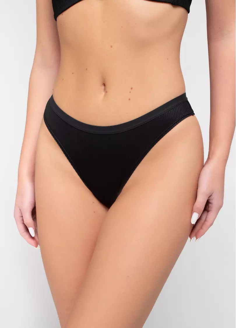 Трусики бразилиана в рубчик L5155BR-Mr (черный)