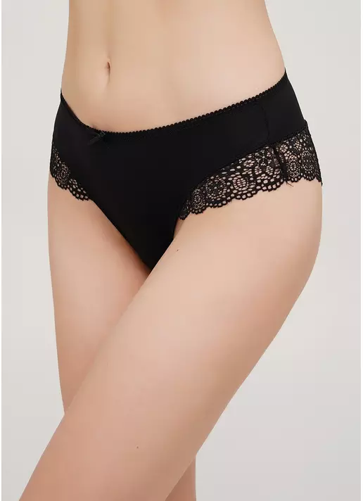 Трусики бразилиана с кружевом LINDA 2201/02 black (черный)