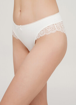 Трусики бразилиана с кружевом LINDA 2201/02 whisper white (белый)