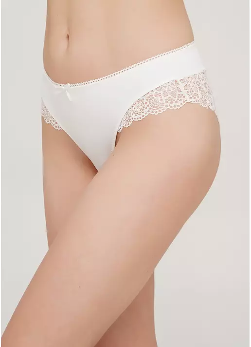 Трусики бразилиана с кружевом LINDA 2201/02 whisper white (белый)