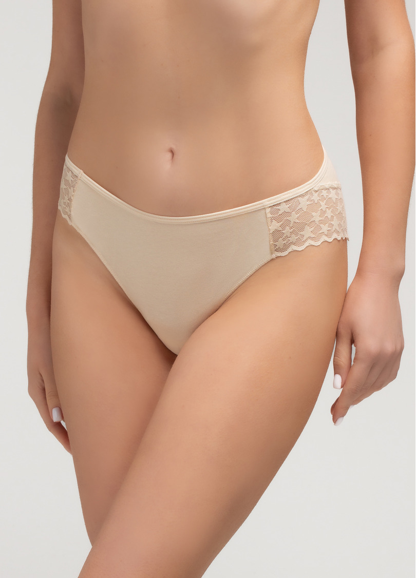Бавовняні бразиліана з мереживом Lady lace 2234/61 beige (бежевий)