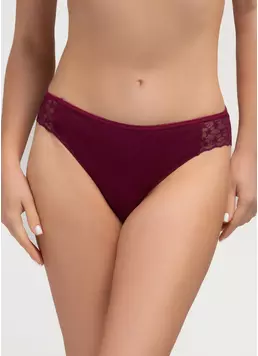 Хлопковые бразилиана с кружевом Lady lace 2234/61 burgundy (бордовый)