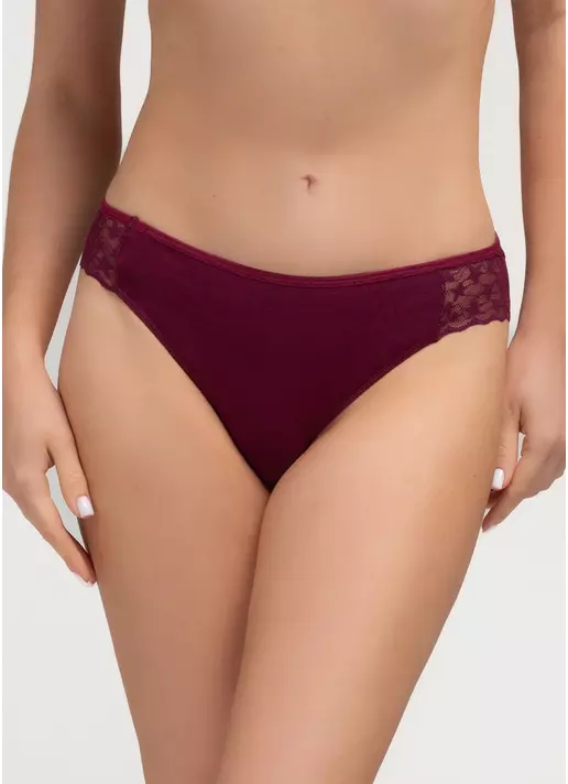 Бавовняні бразиліана з мереживом Lady lace 2234/61 burgundy (бордовий)