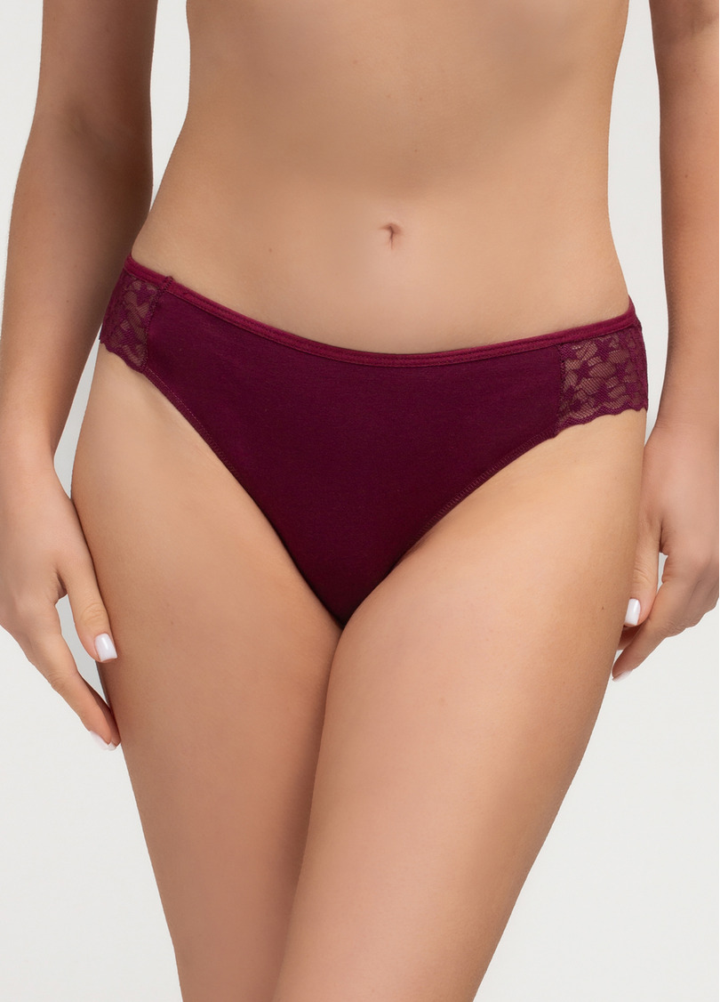 Бавовняні бразиліана з мереживом Lady lace 2234/61 burgundy (бордовий)