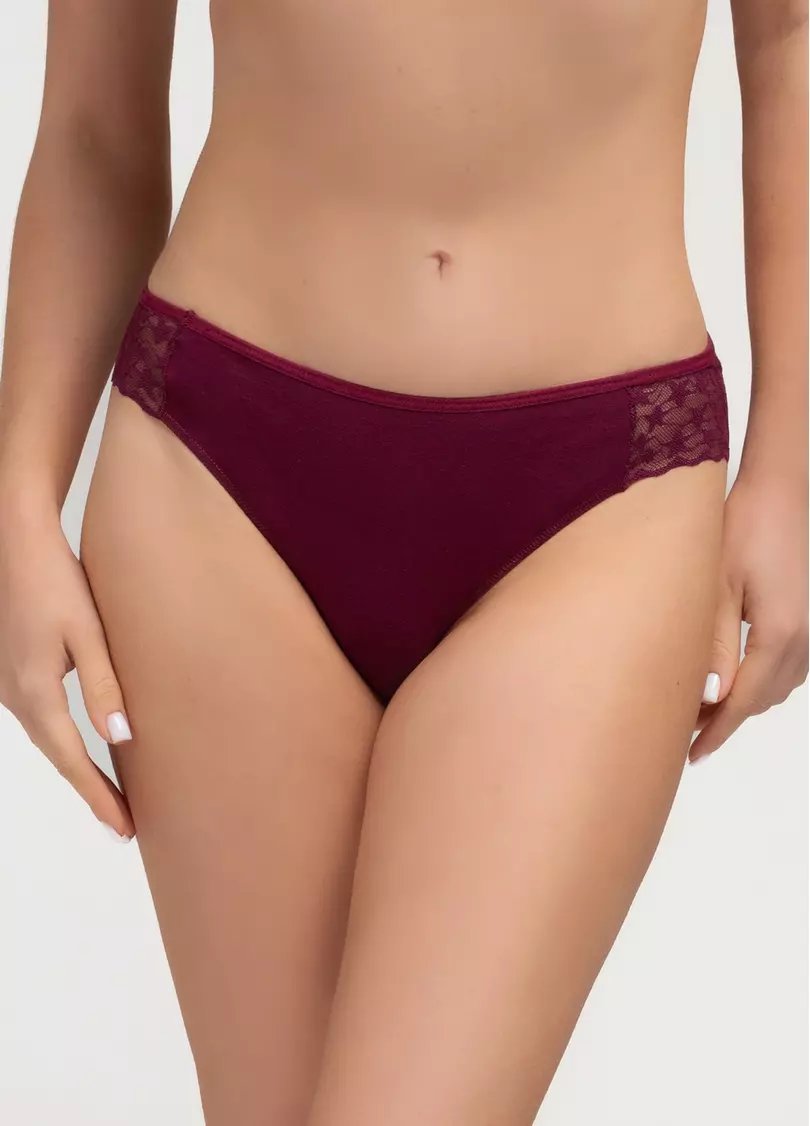 Бавовняні бразиліана з мереживом Lady lace 2234/61 burgundy (бордовий)