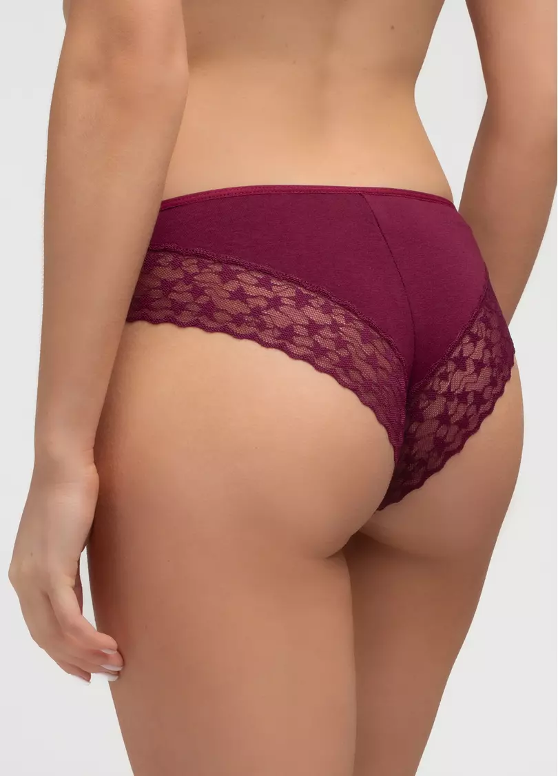 Бавовняні бразиліана з мереживом Lady lace 2234/61 burgundy (бордовий)