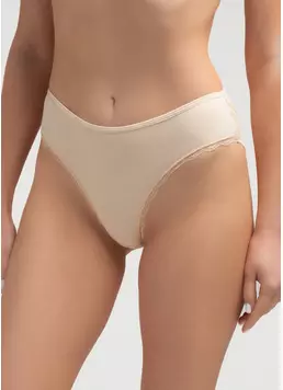 Труси класичні з бавовни з мереживом Lady lace 2316/61 beige (бежевий)