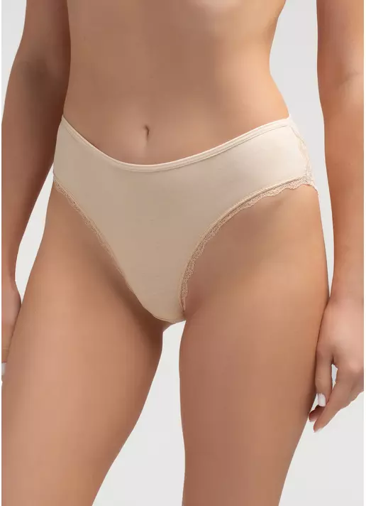 Труси класичні з бавовни з мереживом Lady lace 2316/61 beige (бежевий)