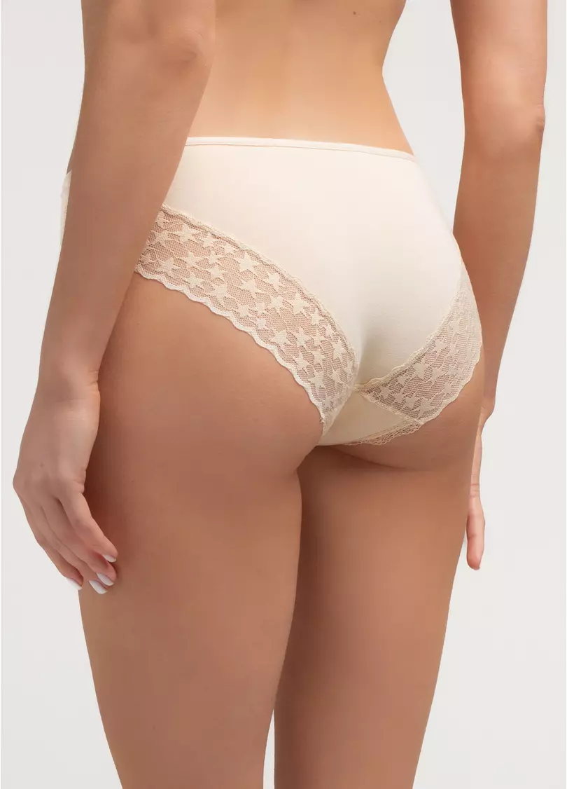 Труси класичні з бавовни з мереживом Lady lace 2316/61 beige (бежевий)