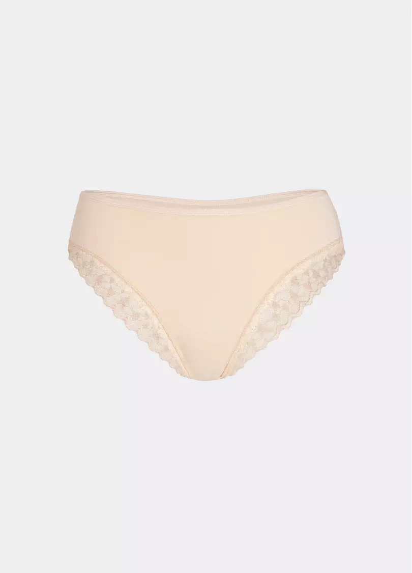 Труси класичні з бавовни з мереживом Lady lace 2316/61 beige (бежевий)