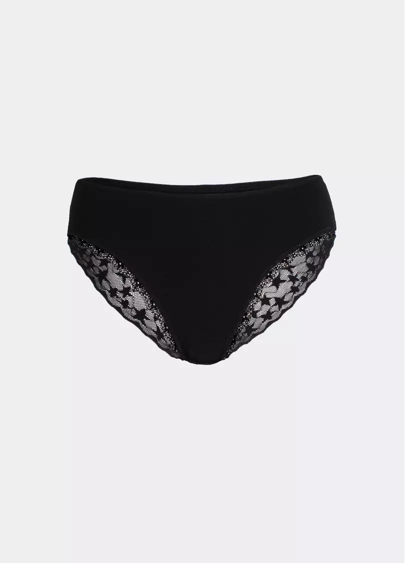 Трусы классические из хлопка с кружевом Lady lace 2316/61 black (черный)
