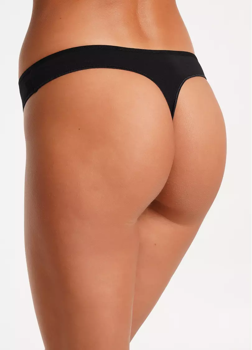 Трусики танга хлопковые Leila 2102/60 black (черный)