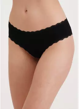 Трусы бразилиана из хлопка и кружева Leila lace 2206/60 black (черный)