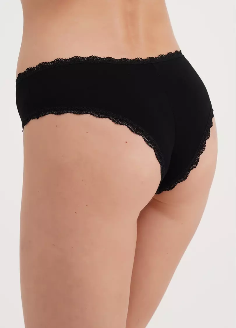Труси бразиліана з бавовни та мережива Leila lace 2206/60 black (чорний)