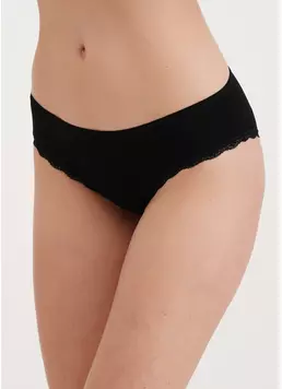 Труси сліпи з бавовни та мережива Leila lace 2301/60 black (чорний)