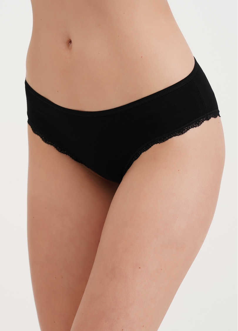 Труси сліпи з бавовни та мережива Leila lace 2301/60 black (чорний)