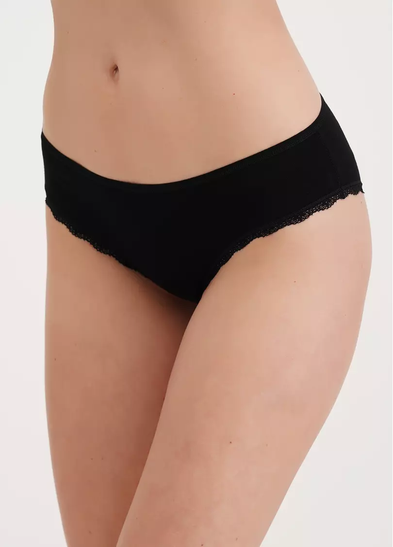 Труси сліпи з бавовни та мережива Leila lace 2301/60 black (чорний)