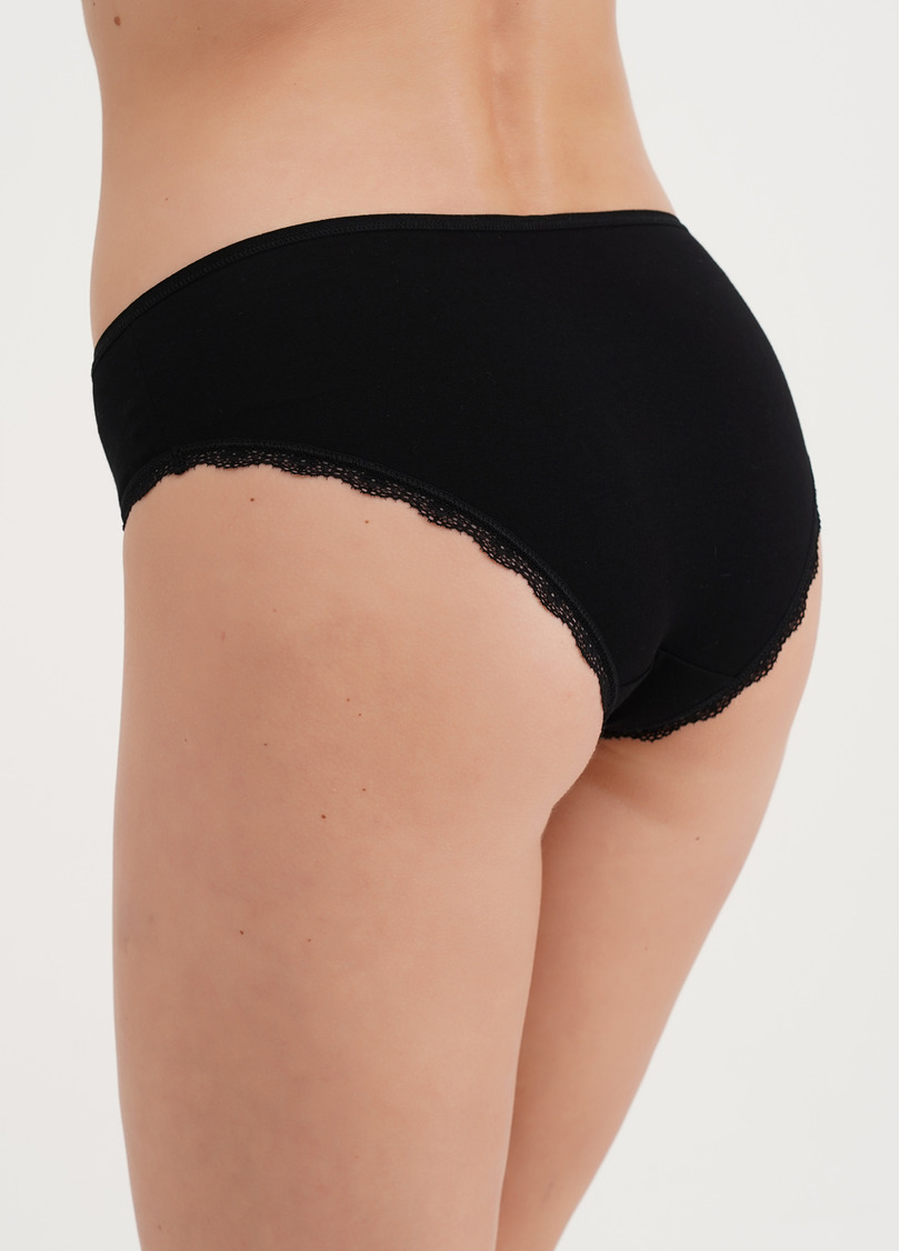 Труси сліпи з бавовни та мережива Leila lace 2301/60 black (чорний)