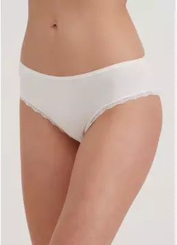 Труси сліпи з бавовни та мережива Leila lace 2301/60 whisper white (білий)