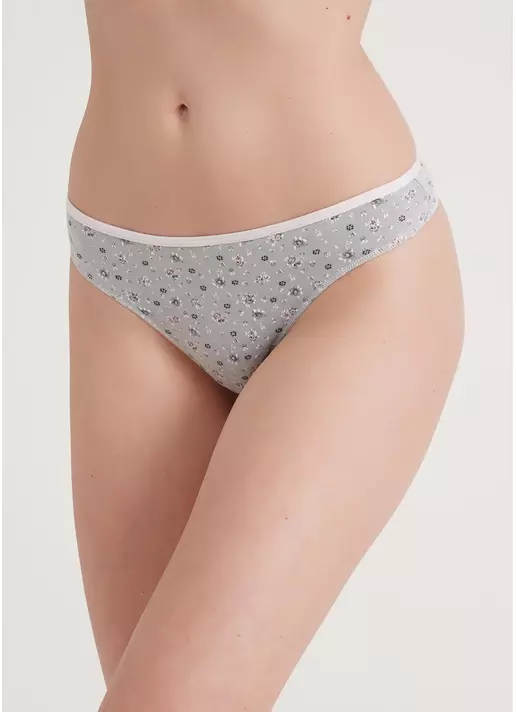 Трусики стринги с цветочным узором Leila print 2112/60 flowers (серый)