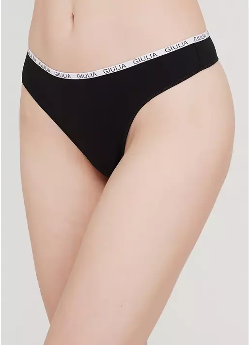 Хлопковые женские стринги Logo 2102/60 (черный)