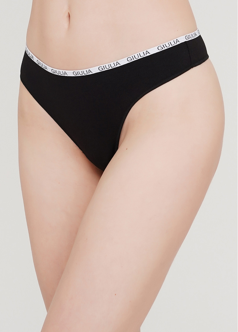 Бавовняні жіночі стрінги Logo 2102/60 (чорний)