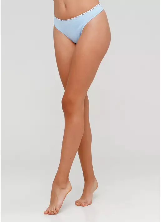 Хлопковые женские стринги Logo 2102/60 blue (голубой)