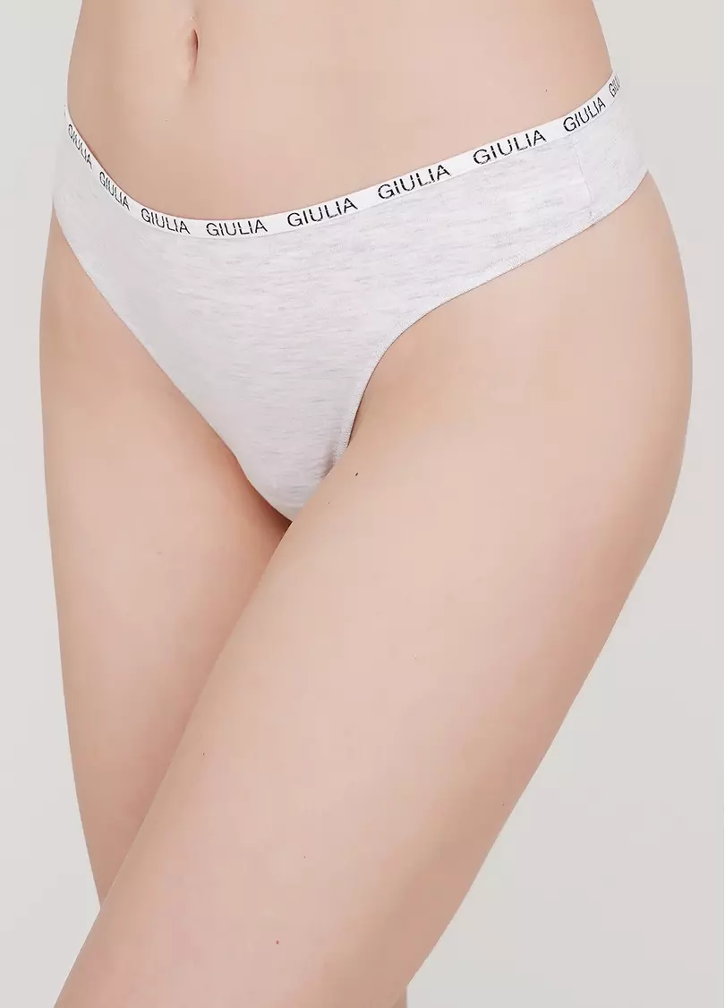 Хлопковые женские стринги Logo 2102/60 (серый)