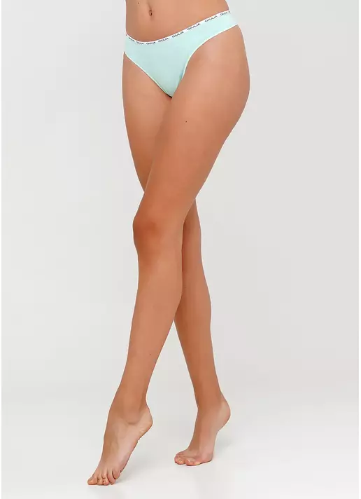 Хлопковые женские стринги Logo 2102/60 mint (зеленый)