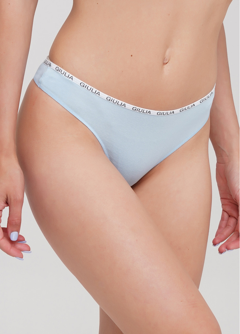 Бавовняні жіночі стрінги Logo 2102/60 (ніжно-блакитний)