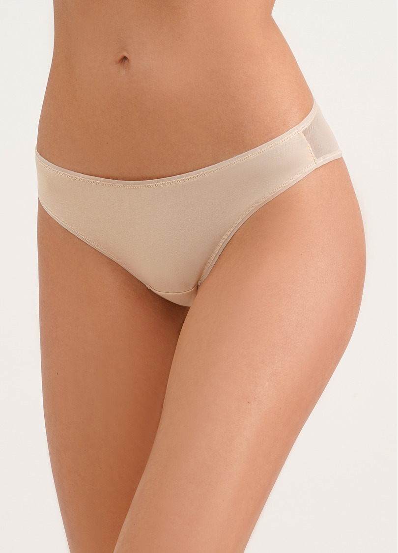 Хлопковые трусики бразилиана с сеткой Loise 2227/62 beige (бежевый)