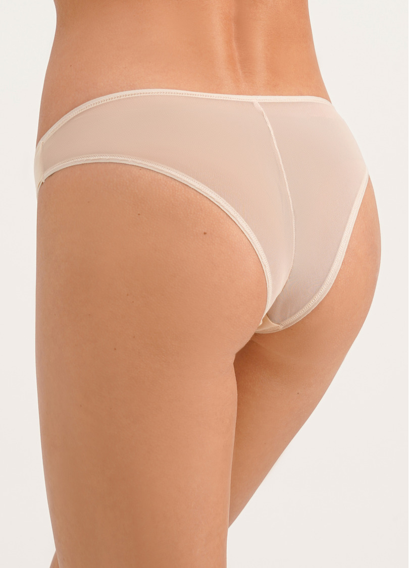 Хлопковые трусики бразилиана с сеткой Loise 2227/62 beige (бежевый)