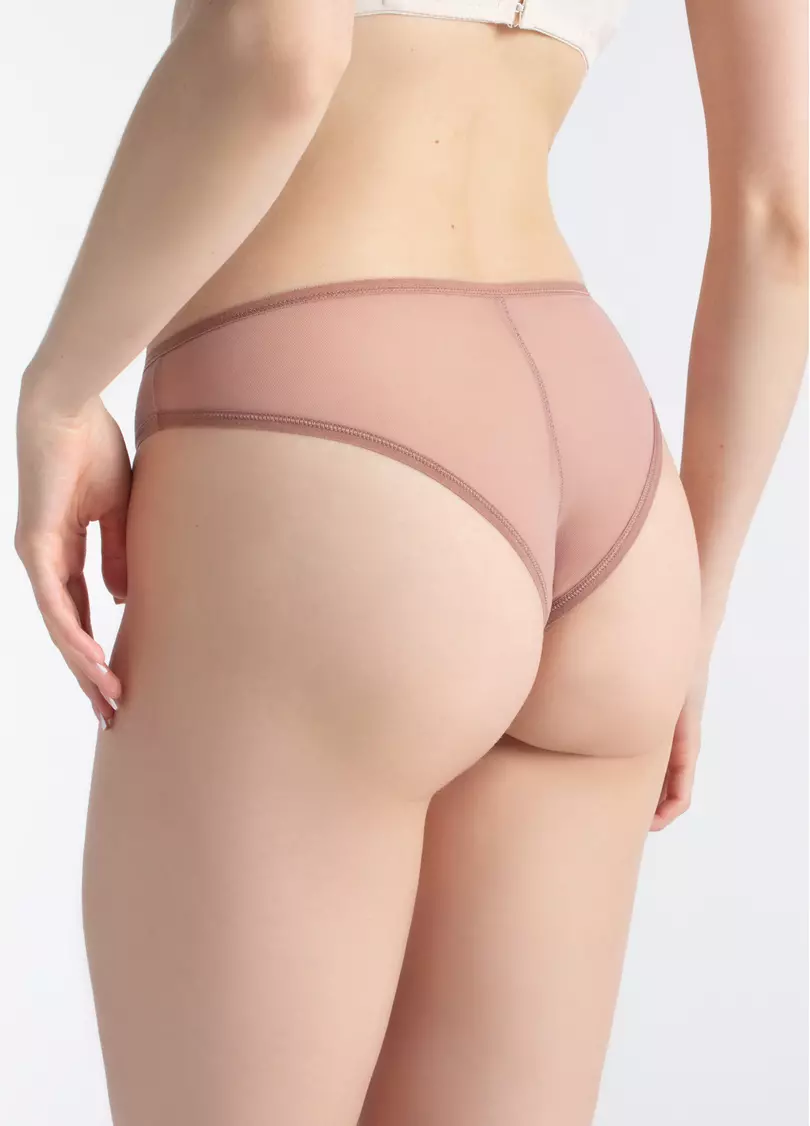 Бавовняні трусики бразиліана з сіткою Loise 2227/62 mokko (коричневий)