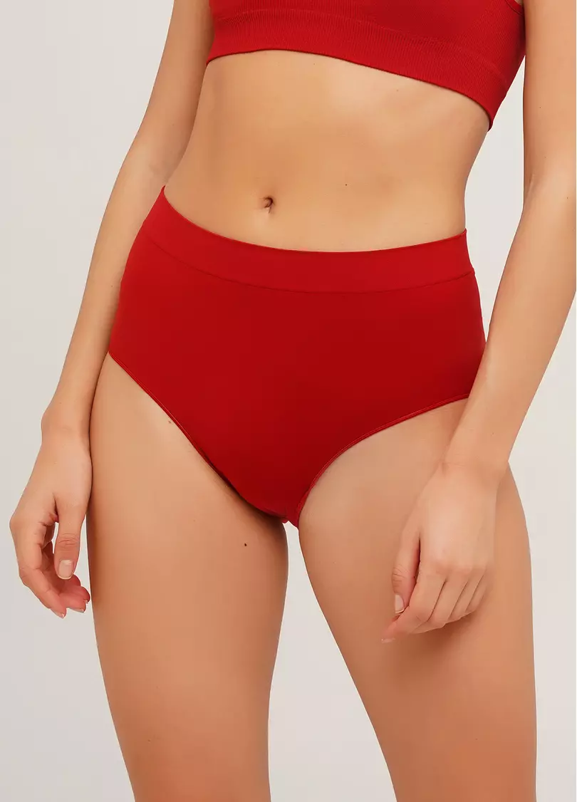 Бесшовные трусики брифы высокие MIDI BRIEFS COLOR winery (красный)