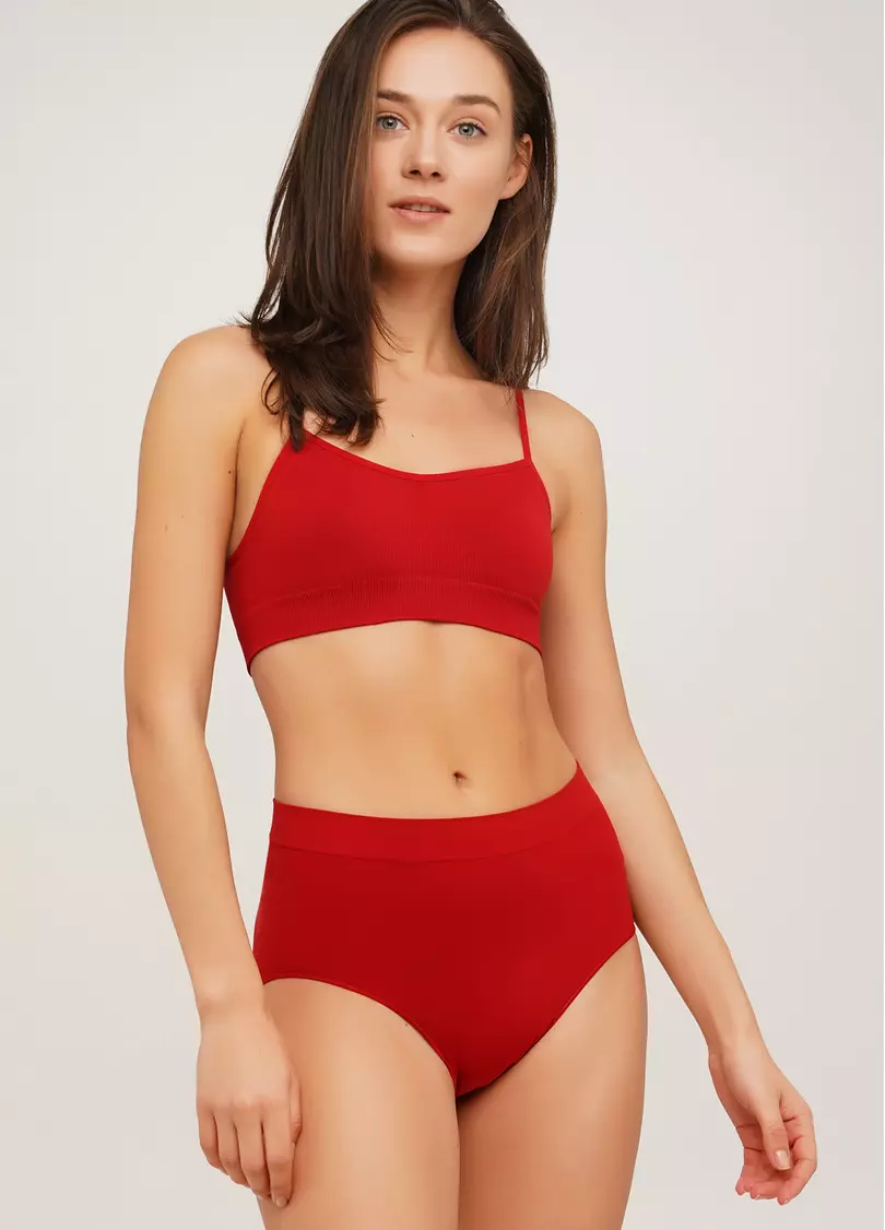 Бесшовные трусики брифы высокие MIDI BRIEFS COLOR winery (красный)