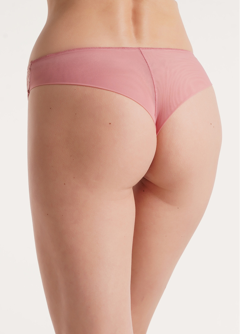 Трусики бразилиана из кружева и сетки MUSE 2202/32 ash pink (розовый)