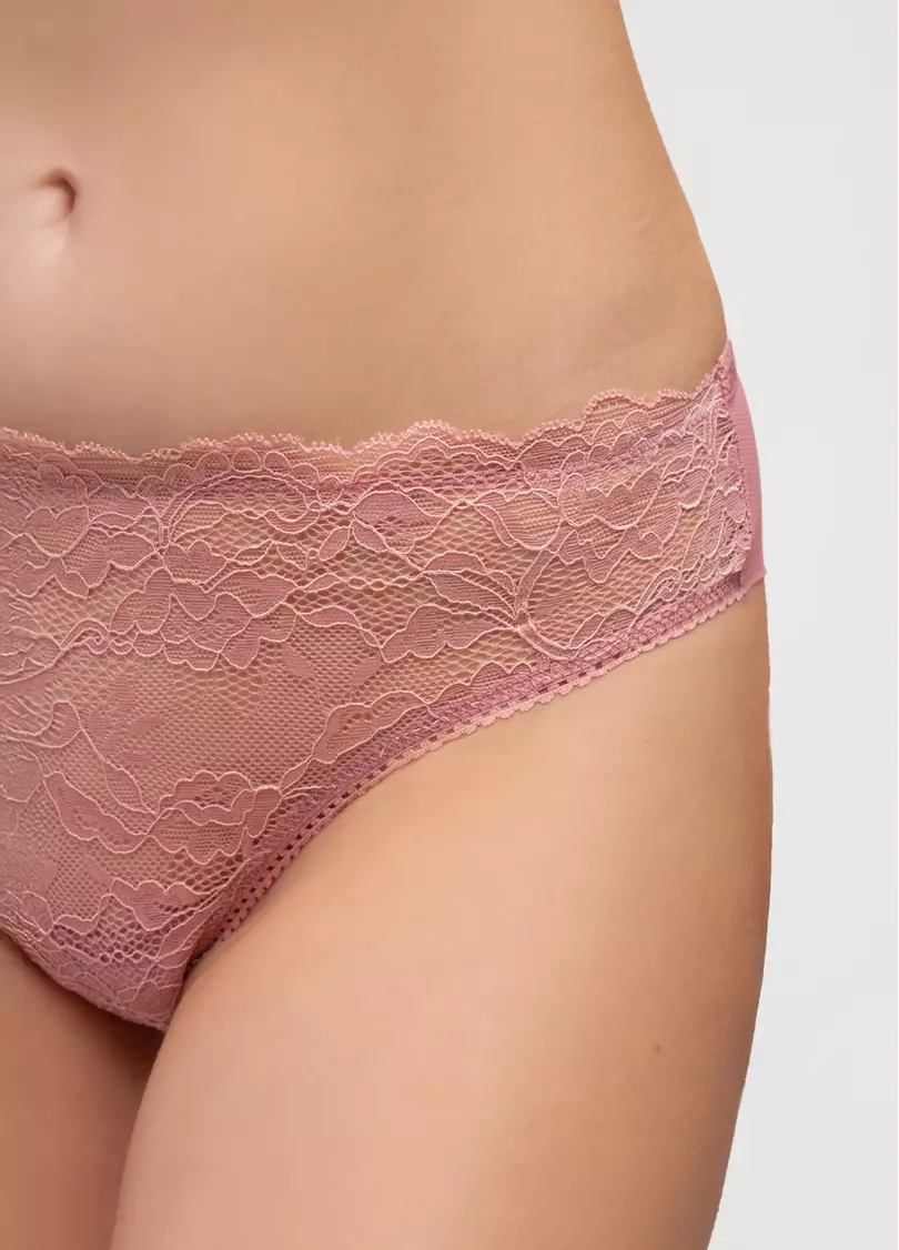 Трусики бразилиана из кружева и сетки MUSE 2202/32 ash pink (розовый)