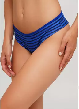Хлопковые трусы стринги в полоску Marine 2102/60 (синий)