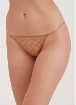 Трусики стринги на тесьме из кружева Mia 2112/31 macchiato (бежевый)