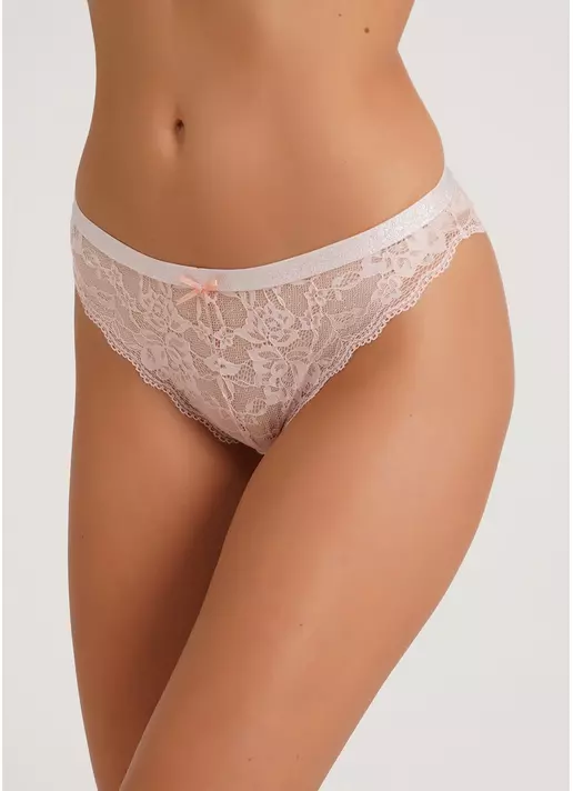 Трусики бразилиана кружевные с блестящей резинкой Miracle 2218/31 apricot (розовый)
