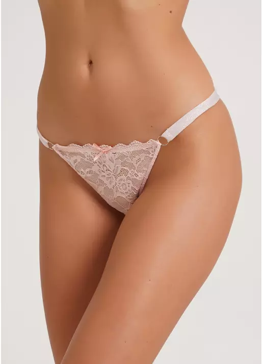 Кружевные трусики бразилиана на блестящих лямках Miracle 2310/31 apricot (розовый)