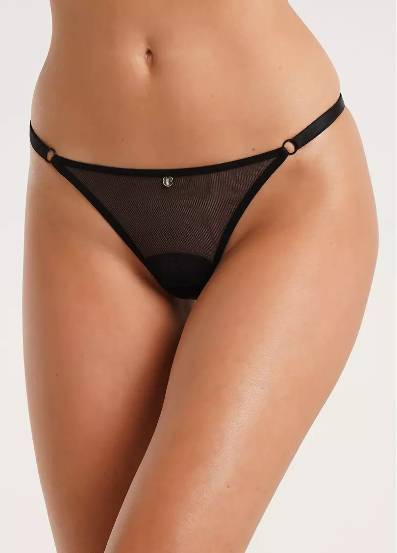 Трусики танга з сітки на тасьмі Nude 2110/40 black (чорний)