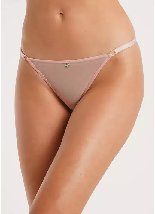 Трусики танга из сетки на тесьме Nude 2110/40 powder (розовый)