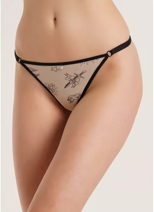 Трусики танга из сетки на тесьме Nude 2110/40 tatoo (бежевый)