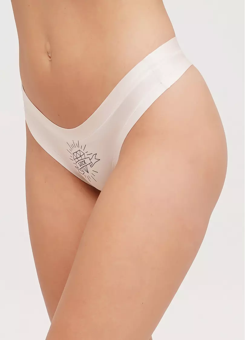 Трусики стринги с рисунком тату Nude tattoo 2102/20 diamond (бежевый)
