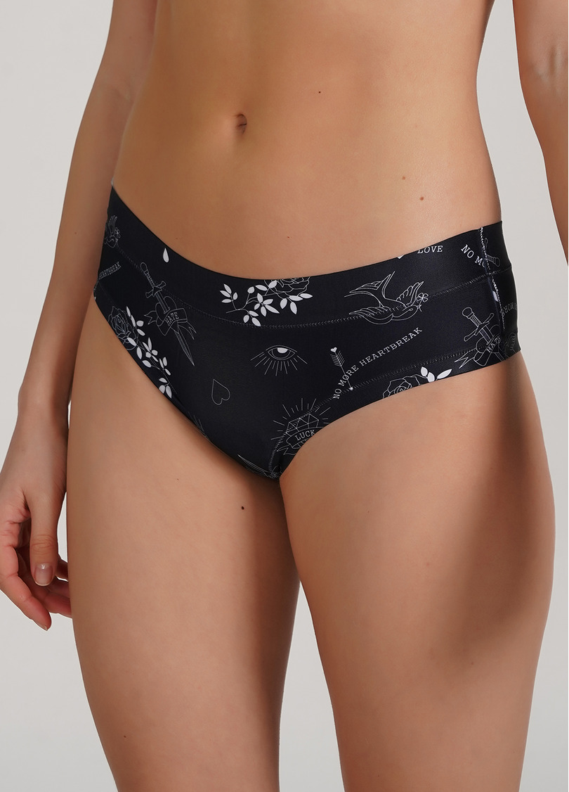 Трусики слипы с тату рисунком Nude tattoo 2301/20 black tattoo (черный)