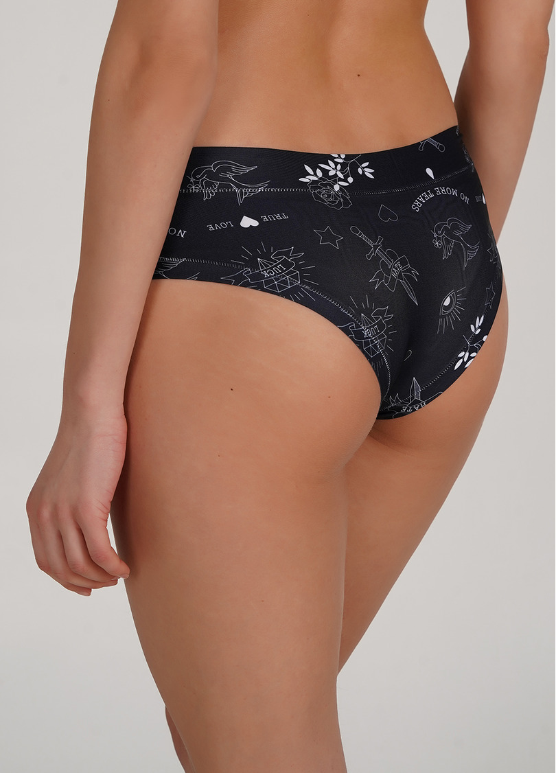 Трусики слипы с тату рисунком Nude tattoo 2301/20 black tattoo (черный)