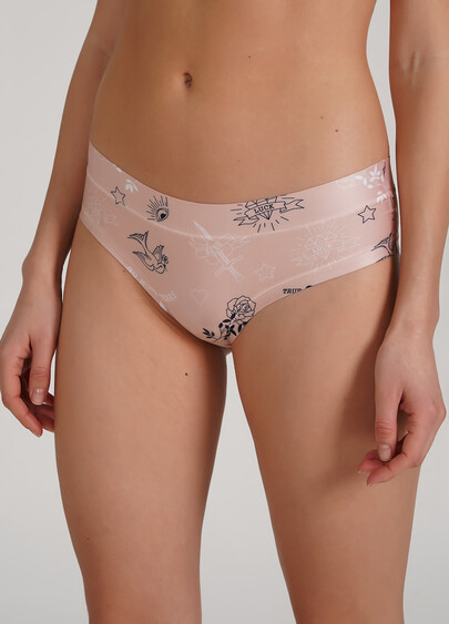 Трусики слипы с тату рисунком Nude tattoo 2301/20 gold (бежевый)