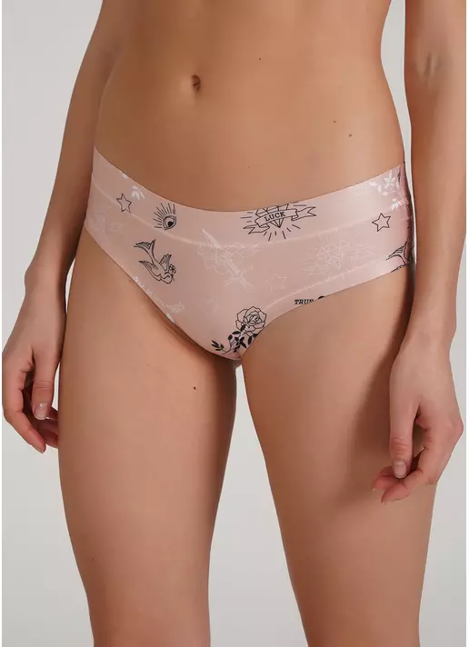 Трусики слипы с тату рисунком Nude tattoo 2301/20 gold (бежевый)