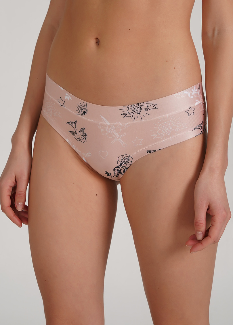 Трусики слипы с тату рисунком Nude tattoo 2301/20 gold (бежевый)